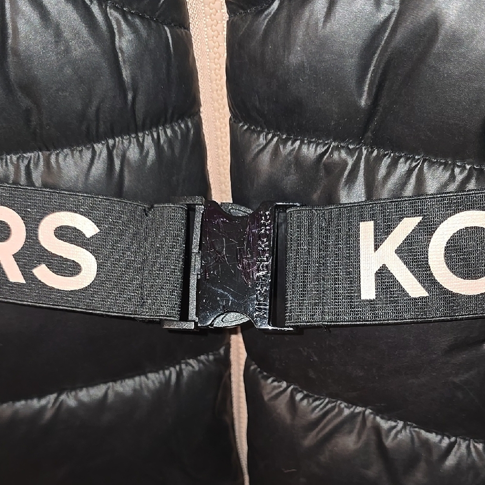 Michael Kors Black Puffer Coat with Faux Fur Hood - Picture 3 of 3